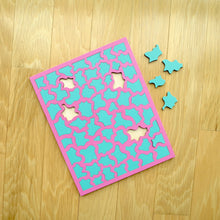 Load image into Gallery viewer, Pink & Aqua Colored Wood Puzzle, Elaine Kuckertz
