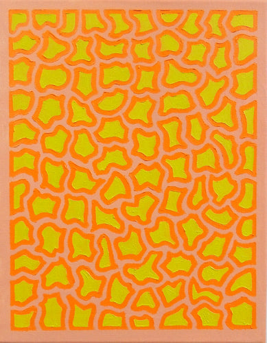 Peach, Orange & Neon Green Oil Painting, Elaine Kuckertz