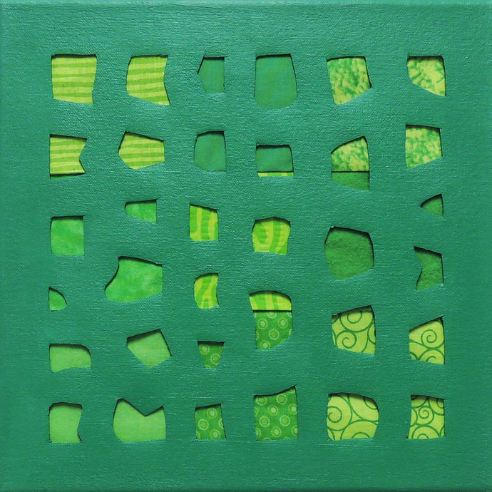 Emerald Green Square Mixed Media Acrylic Painting, Elaine Kuckertz
