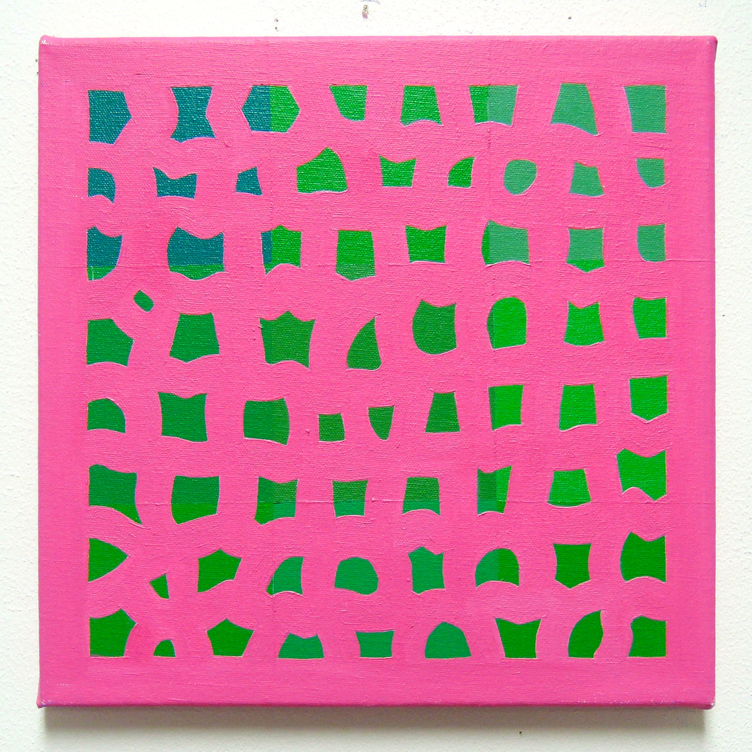 Pink & Green Oil Painting, 12 in x 12 in, Elaine Kuckertz