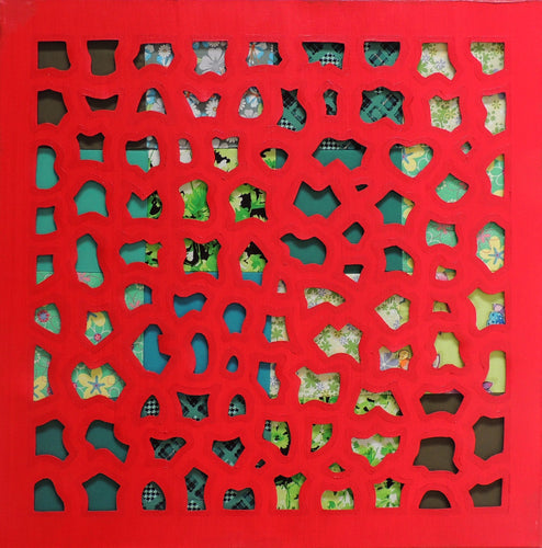 Red & Green Mixed Media Oil Painting, Elaine Kuckertz