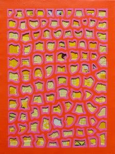 Coral & Yellow Mixed Media Painting, Elaine Kuckertz